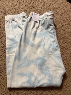 Nike Women's Light Blue and White Tie-Dye Track Joggers